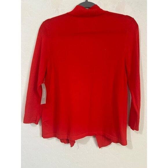 Chicos Sz 1 (US M US 8) Flame Scarlet The Perfect Layer Cardigan Sweater Cotton, - Picture 5 of 5